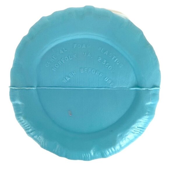 Vintage General Foam Plastics Blue Easter Bucket Bunny Design & White Handle - Picture 5 of 6